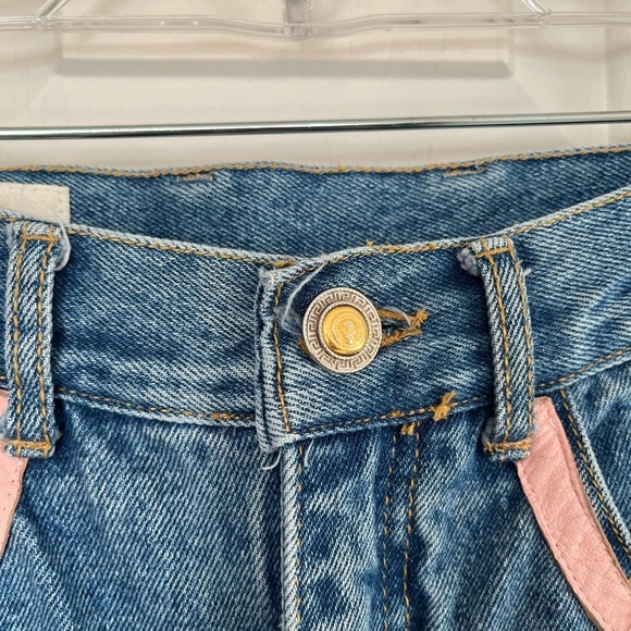 Vintage Cache High Waisted Blue Jeans with Pink Leather Accents 6 - Picture 5 of 16